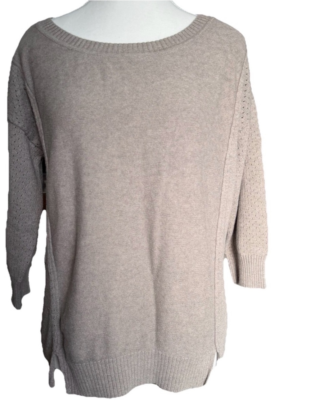 American Eagle Outfitters Open Knit Pointelle Sweater XL Neutral Coastal Boho